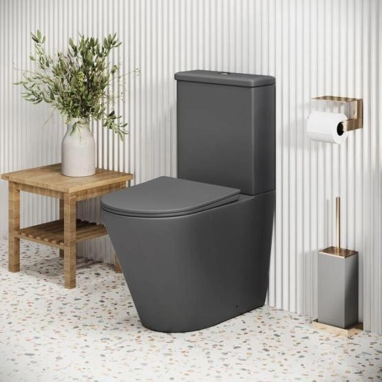 Унитаз Grossman GR-4480GMS Color (620*365*810) СЕРЫЙ МАТОВЫЙ напольный Безободковый с тонкой крышкой