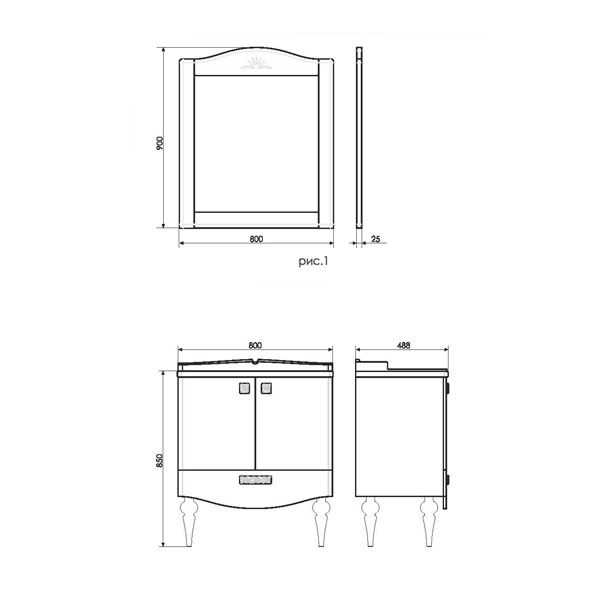 Зеркало Comforty Монако-80 белый глянец