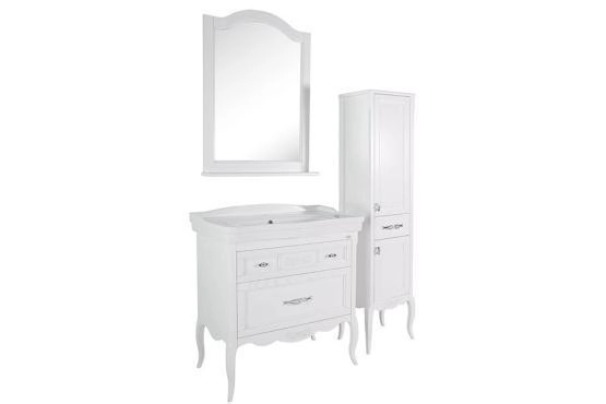 Тумба под раковину ASB-Woodline Модерн 85 Белый (патина серебро)