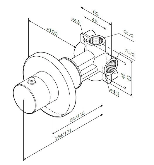 Переключатель на три положения Am.Pm F0800100 хром