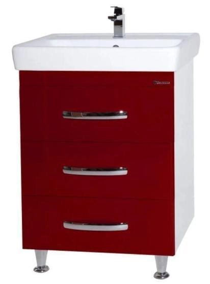 Тумба под раковину Bellezza Рокко 50 напольная с 3 ящ. (Мини) красная