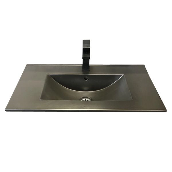 Тумба с раковиной Comforty Франкфурт-75 дуб шоколадно-коричневый черная матовая