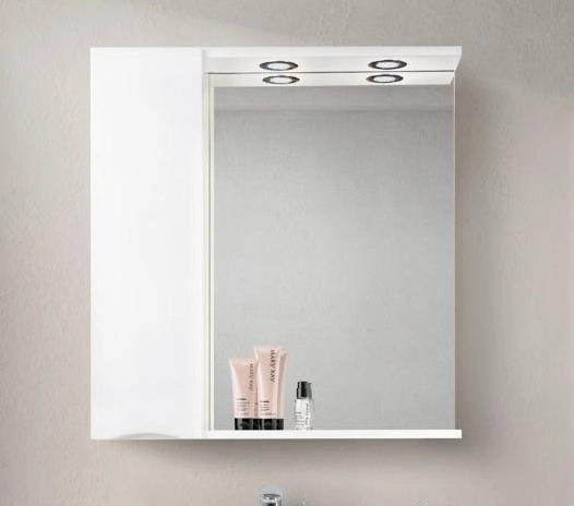 Шкаф Belbagno MARINO Bianco Lucido зеркальный подвесной с подсветкой, левосторонний MARINO-SPC-800/750-1A-BL-P-L