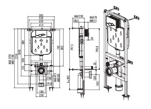 Инсталляция CREAVIT GR5003.01 для подвесного унитаза