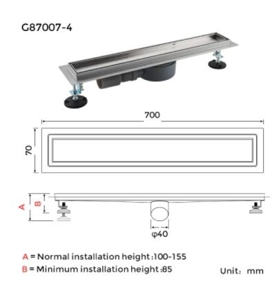 Душевой трап Gappo G87007-4 из нержавеющей стали 70 см