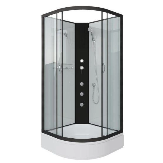 Душевая кабина Niagara NG-6703-14BKG 800х800х2000 средний поддон 26см стекло прозрачное черные профиля