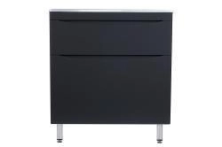 Тумба напольная Style Line Бергамо мини 90 (2 ящ.) Люкс антискрейтч черный, PLUS