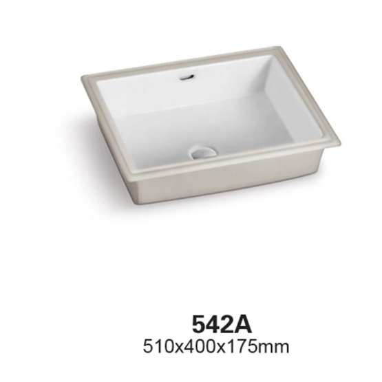 Раковина CeramaLux 542A 60 см встраиваемая снизу