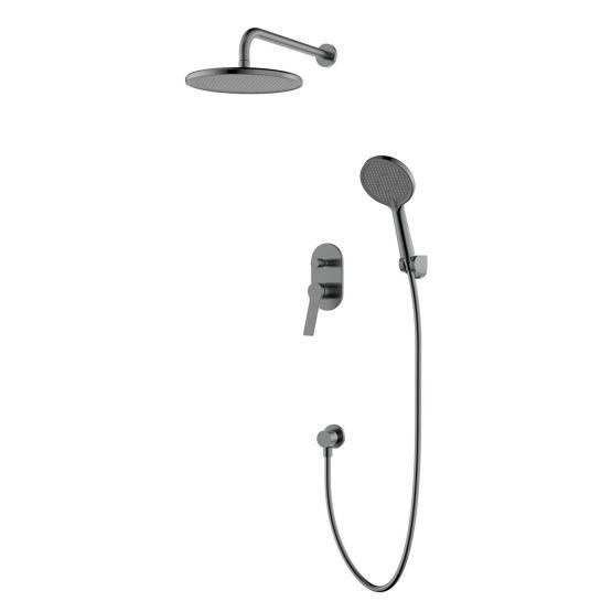 Смеситель для душа Azario VISE с верхним и ручным душем, скрытый монтаж, графит (AZ-VSA248330AJ+82KAJ)