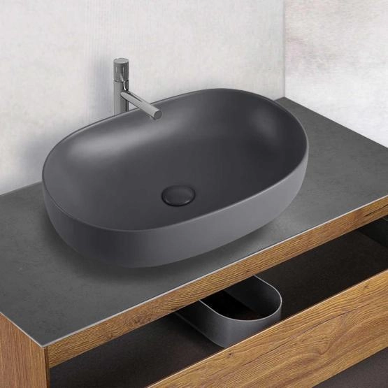 Раковина Vincea VBS-113MA, 600*415*135, накладная, цвет антрацит матовый фарфор