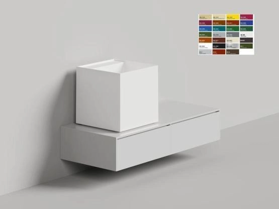 Раковина Salini ARMONIA SQUARE TOP 03 S-Stone покраска RAL матовая 45x45 130523TMF накладная без отв.смесителя