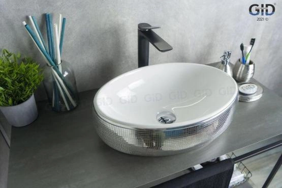 Раковина Gid Nc397 48x34 на столешницу белый/хром