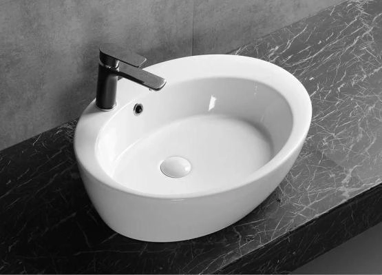 Раковина Cerutti SPA CR7026A накладная, белая, овальная, под смеситель, с переливом 600х470х140