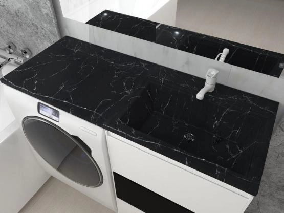 Раковина над стиральной машиной Marko Марсал 120 правая, черный мрамор