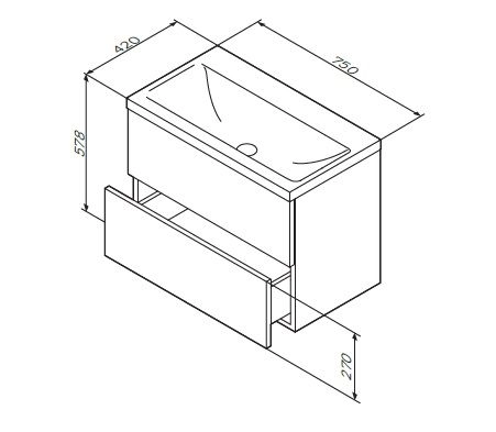 Раковина Am.Pm Gem M90WCC0752WG 75 см