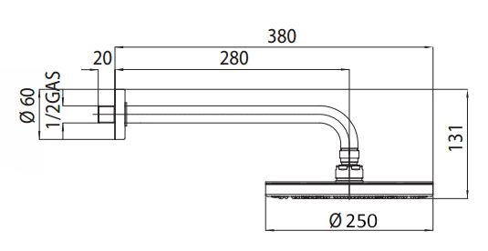 Верхний душ Bossini Elios H19412G.030 диаметр 250 мм хром