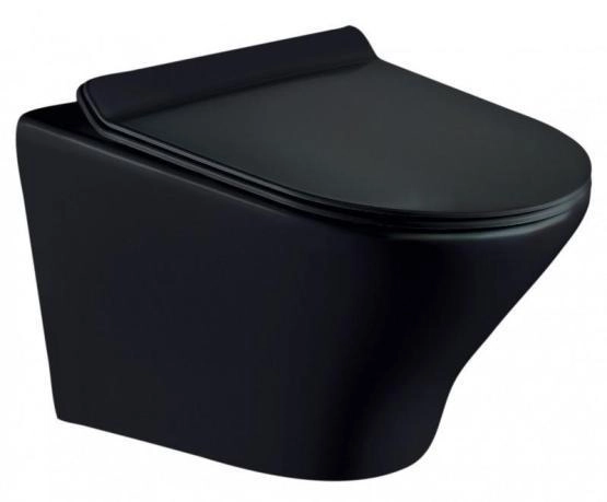 Унитаз подвесной ESBANO ASTER черный матовый безободковый подвесной 495x365x315