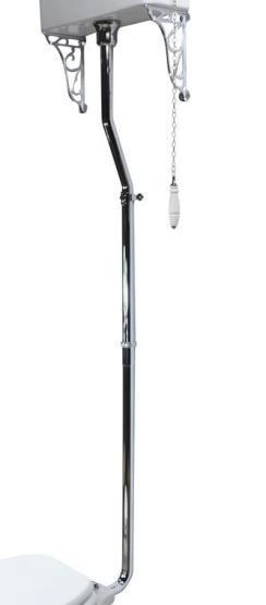 Высокая труба с механизмом слива 7077-CR, с цепочкой и керамической ручкой, с кронштейнами (2 шт.), цвет хром