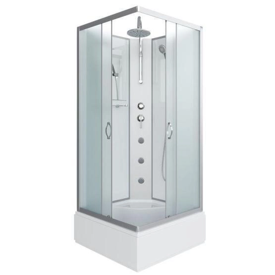 Душевая кабина Niagara NG-1108-14BKTG 900х900х2100-2400 средний поддон 26см стекло матовое с полкой