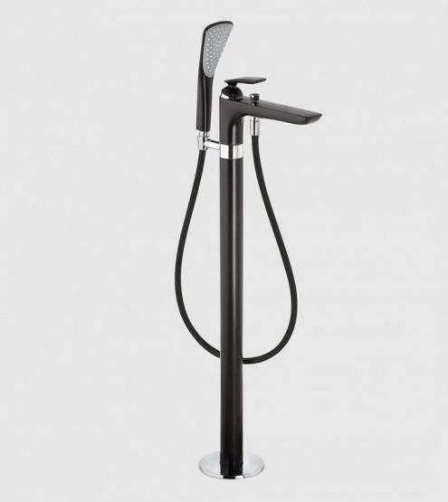 Смеситель KLUDI BALANCE 525908775 для ванны напольный отдельно стоящий, чёрный матовый/хром