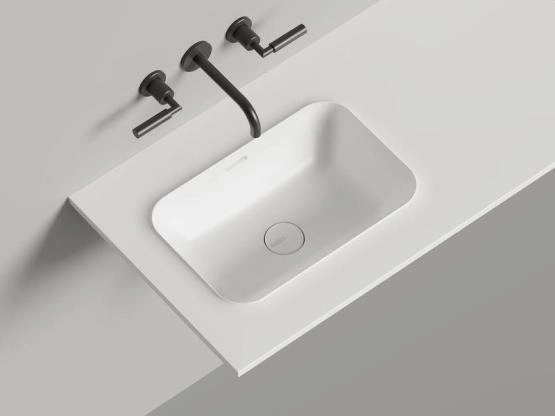 Раковина Salini ONDA EDGE ROUND S-Stone матовая 200x70 14022051MN столешница без отв.смесителя