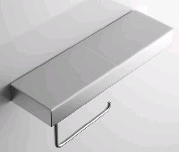 AntonioLupi полочка гладкая из материала Corian реверсивная правая или левая, с держателем для туалетной бумаги из сатинированной нержавеющей стали AIS