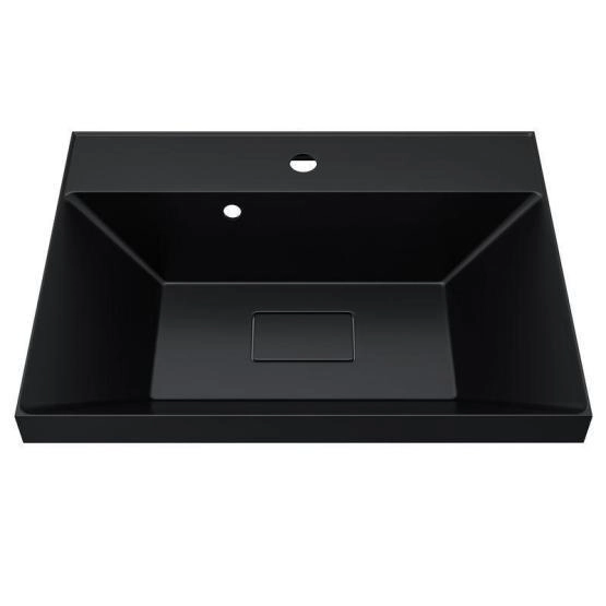 Раковина для ванной Uperwood Classic New 60х45х16,3 см, черная глянцевая, с накладкой для слива