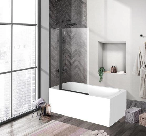 Шторка на ванну BelBagno UNO 100 прозрачное стекло 5 мм профиль черный матовый UNO-V-11-100/150-C-NERO