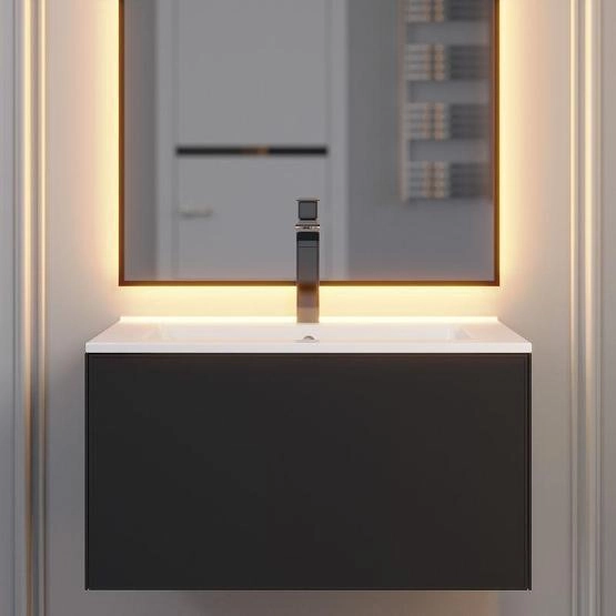 Тумба с раковиной для ванной Uperwood Parma Premium подвесная 65 см, черная