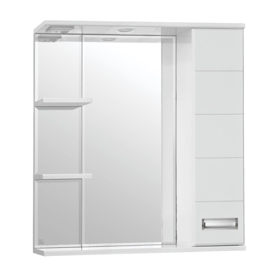 Зеркальный шкаф Style Line Elfante Ирис 75/С с подсветкой, белый