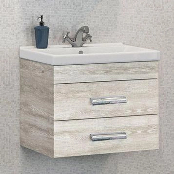 Тумба с раковиной Comforty Никосия-60П  дуб белый