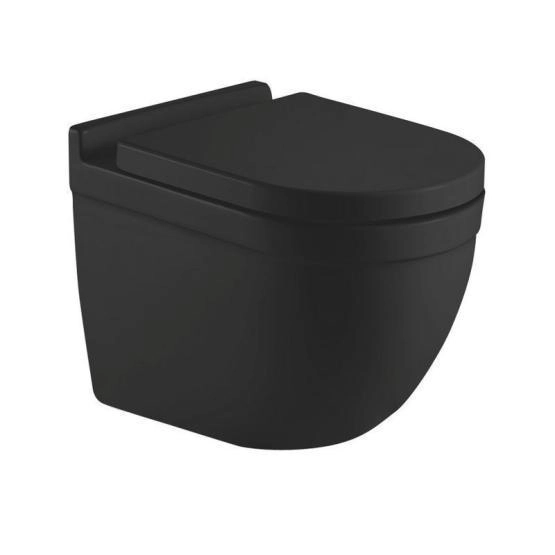 Унитаз Ceramalux 2198MB Black matt RIMLESS подвесной микролифт