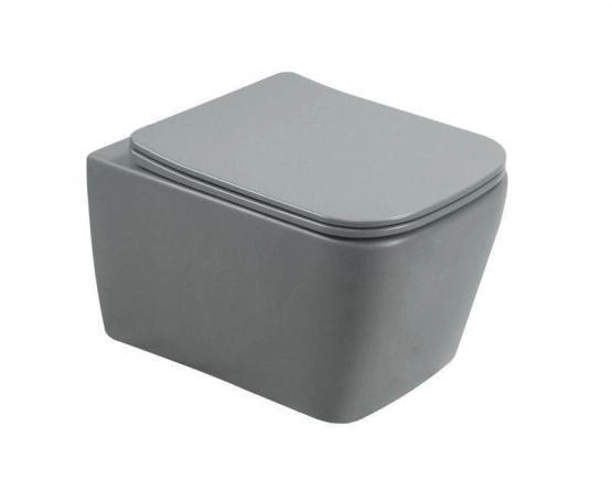 Унитаз подвесной SantiLine SL-5007MG серый матовый сиденье микролифт