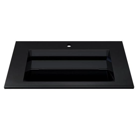 Раковина для ванной полувстраиваемая Uperwood Next Premium 80 см, прямоугольная, черный глянец