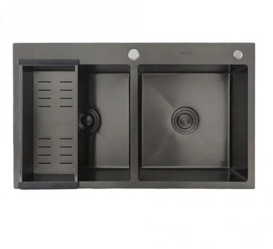 Кухонная мойка Gappo GS8350-6  830x500x215mm 0.8мм с коландером Черный