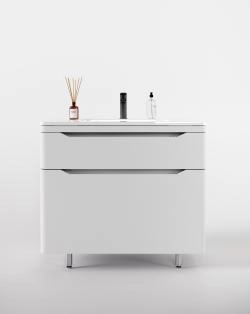 Тумба напольная Style Line Марелла 90 (2 ящ.) Люкс антискрейтч белый матовый, PLUS