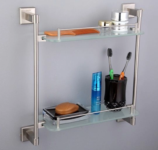 Полка для ванной стеклянная Gappo G1707-2 2-ярусная, 425 мм сатин