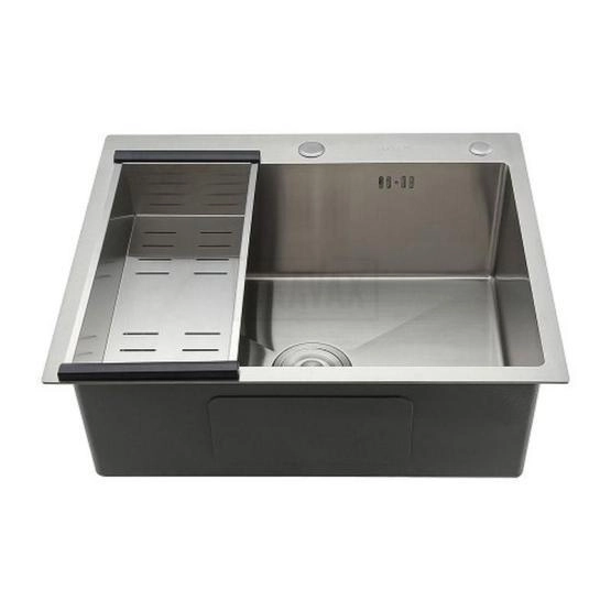 Кухонная мойка Gappo GS6050 600x500x215mm 0.8мм с коландером Сатин