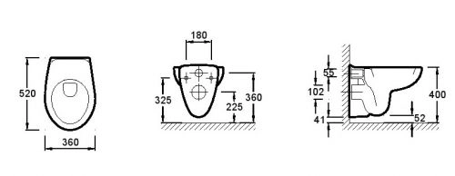 Унитаз Jacob Delafon Mideo E4345G подвесной без сиденья