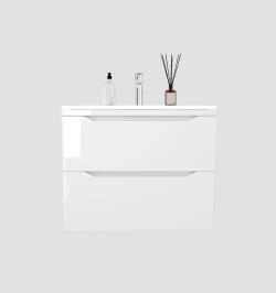 Тумба подвесная Style Line Марелла 70 (2 ящ.) Люкс антискрейтч белый глянец, PLUS