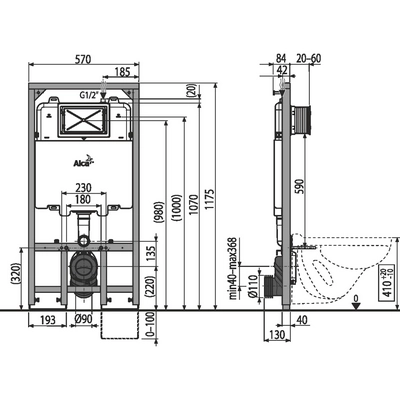 Инсталляция AlcaPlast Sadromodul Slim AM1101/1200