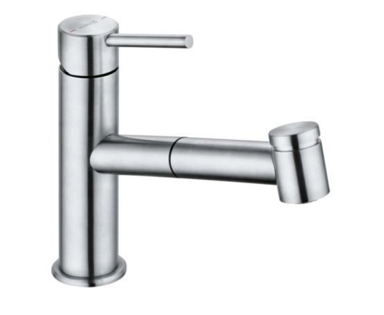 Смеситель Kludi Steel 44851F860 для кухни с выдвижным изливом, хром