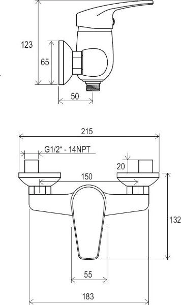 Смеситель Ravak Neo для душа NO 032.00/150