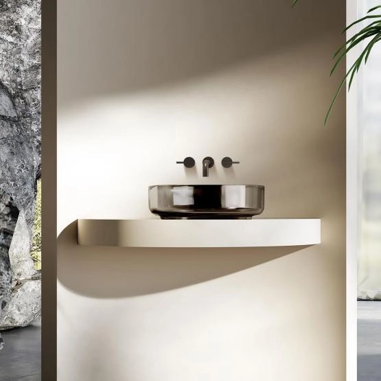 Раковина прозрачная Vincea VBS-6T16B, 450*450*130, накладная, цвет черный смола