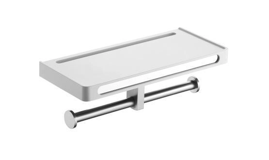 Бумагодержатель двойной RUSH EDGE с полкой, хром (ED77143A)
