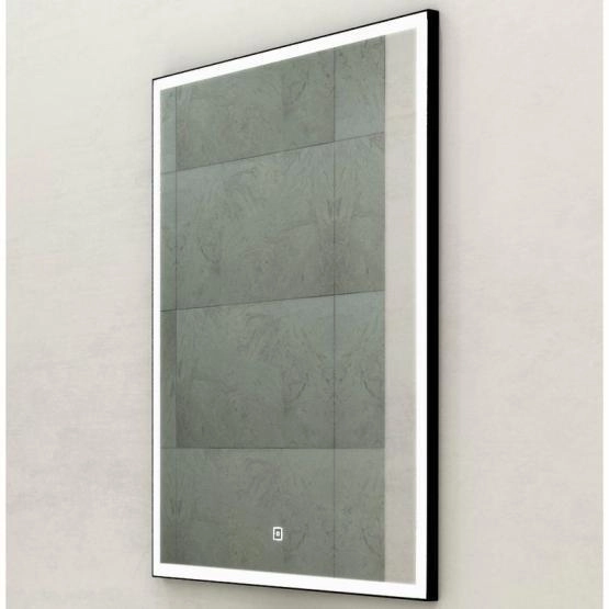 Зеркало Континент Frame Black LED 600x800 подогревом, часами ЗЛП1005