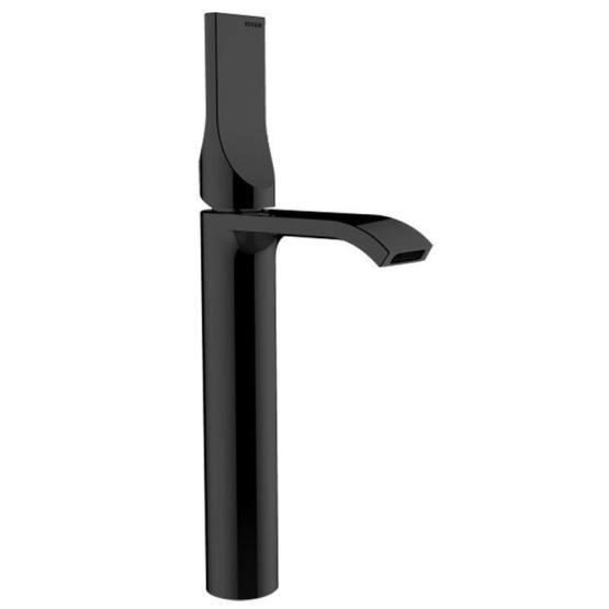 Смеситель для раковины высокий Bossini Apice E89602.073 с донным клапаном, черный матовый