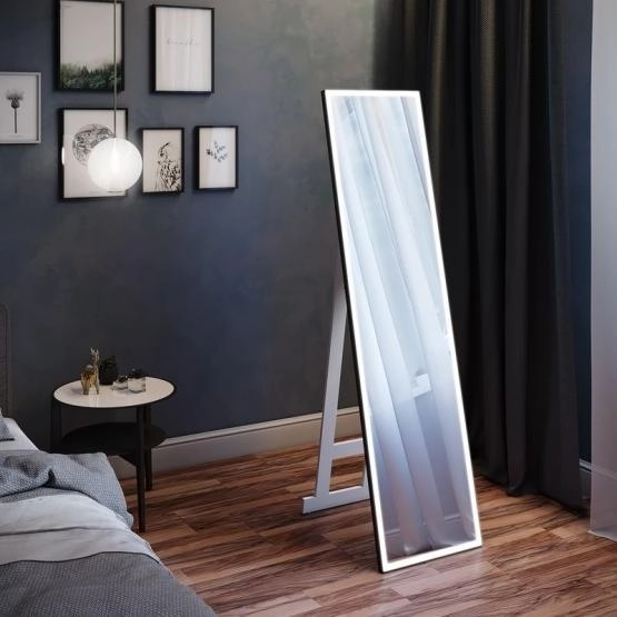 Зеркало Континент Tower Black LED 450x1750 напольное гримерное с подсветкой ЗЛП1095