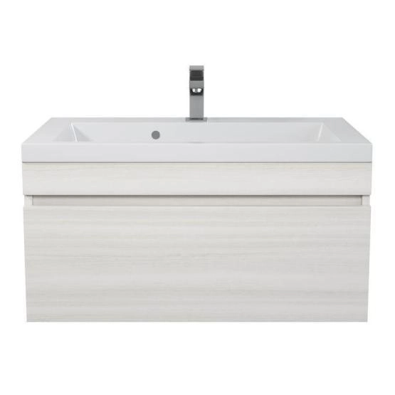 Тумба с раковиной для ванной Uperwood Eva, 75 см, подвесная, Дуб Харбор Белый, выдвижной ящик