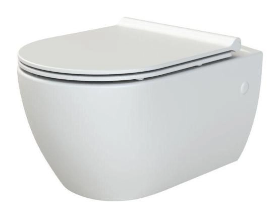 Унитаз подвесной безободковый Boheme Bianco 963 Белый матовый с крышкой ультра слим и микролифтом